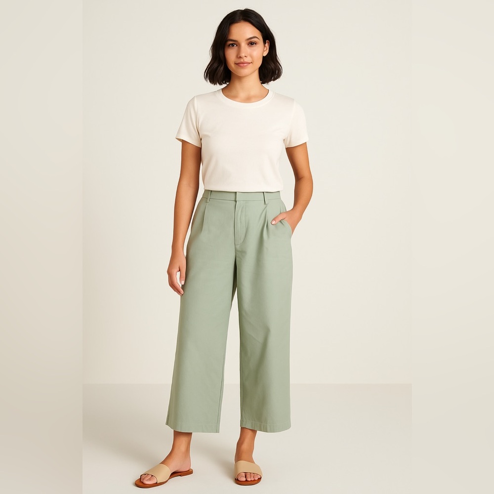 A New Day Women’s 10 Light Green Wide Leg High Rise Tailored Trouser Pants